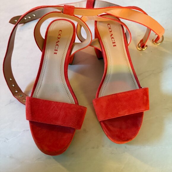 COACH Women's Serena Strappy Platform Block-Heel Sandals Excellent Condition S9 - Picture 1 of 4